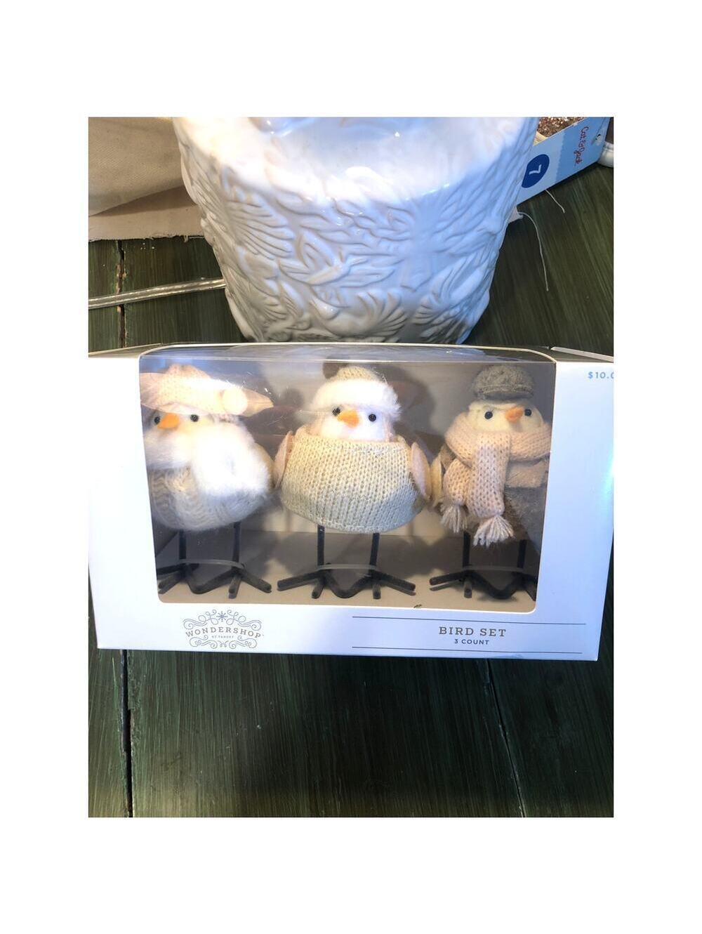 Wondershop Featherly Friends NIB 3 Bird Set White Neutral Colors